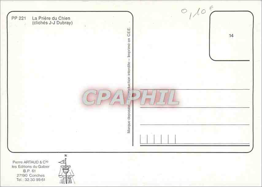 CPM La Priere du chien Berger allemand — Rückseite