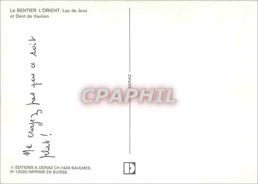 CPM Le Sentier l'Orient lac de Joux et dent de Vaulion — Rückseite