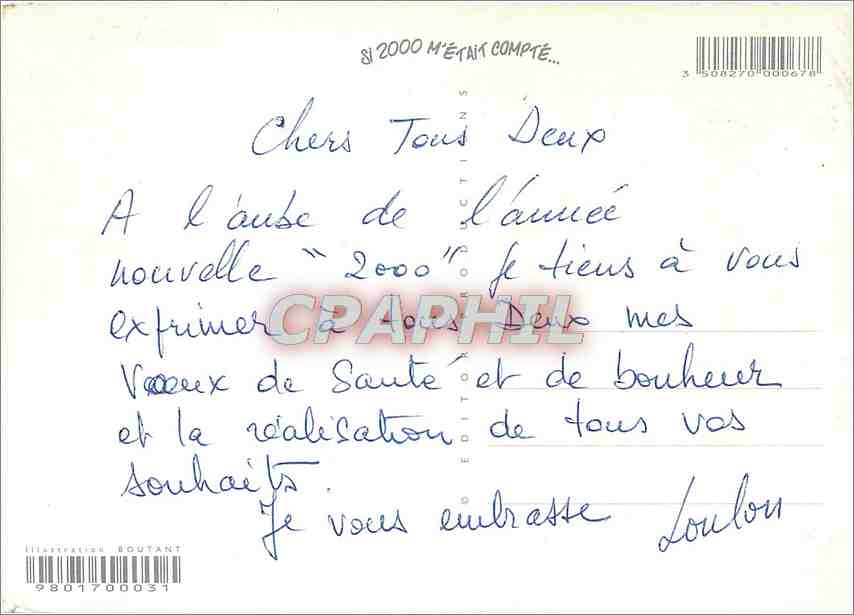 CPM Bonne Annee — Verso