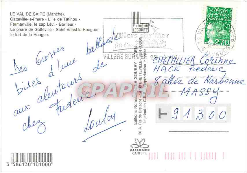 CPM Le Val de Saire (Manche) Gatteville le phare l'ile de Tatihou Fermanville le cap Levi — Rückseite