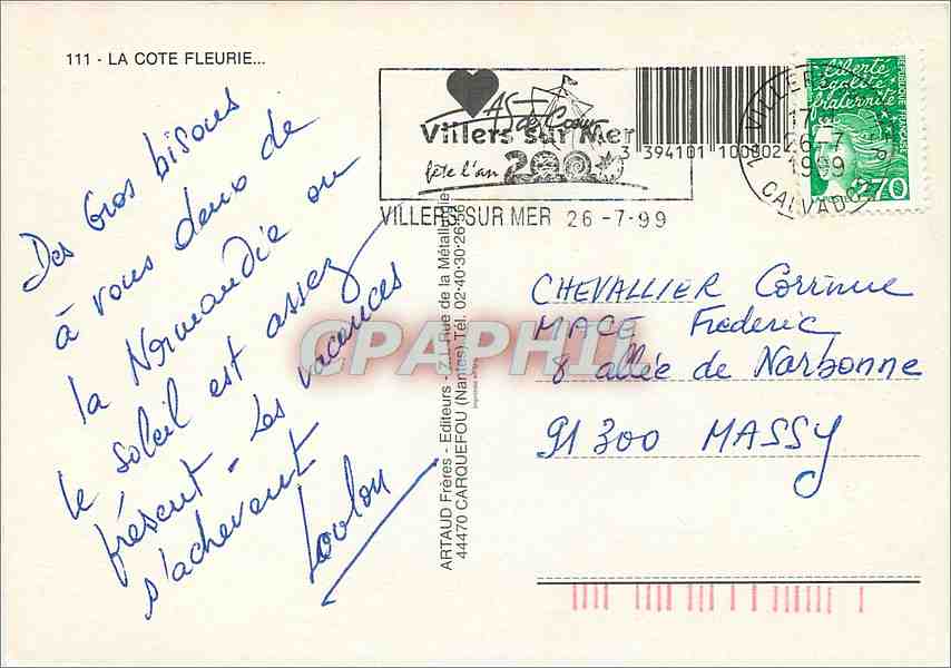 CPM La Cote Fleurie Honfleur Villers sur Mer Deauville — Rückseite