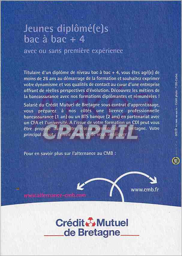 CPM L'important pour nous c'est ce que vous avez en vous Banque Credit Mutuel de Bretagne Guitare — Rückseite