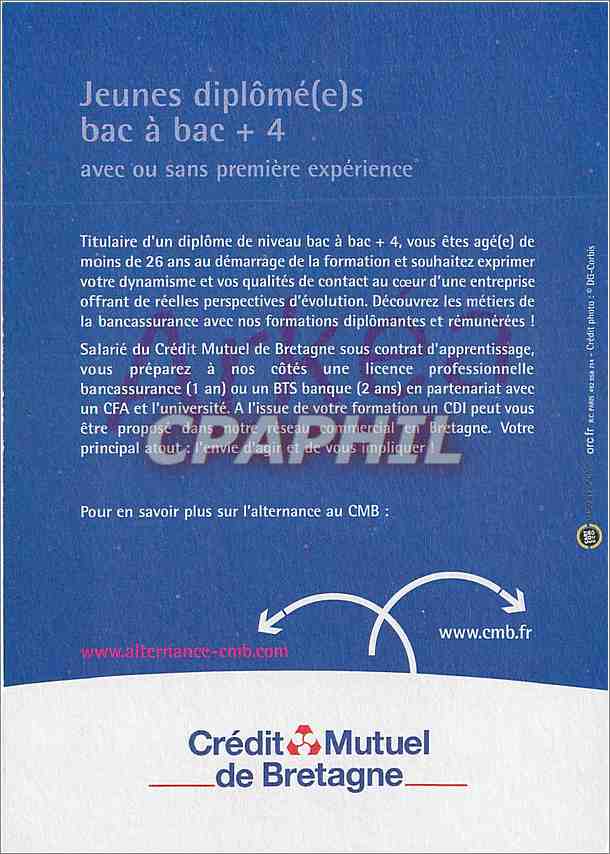 CPM L'important pour nous c'est ce que vous avez en vous Banque Credit Mutuel de Bretagne Bresil Bre — Rückseite