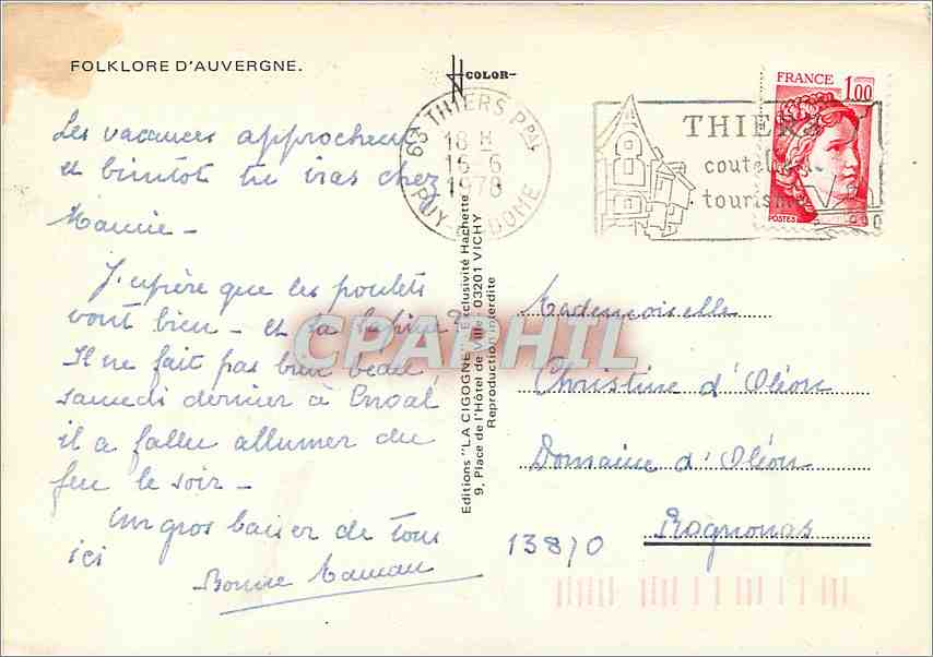 CPM Folklore d'Auvergne — Verso