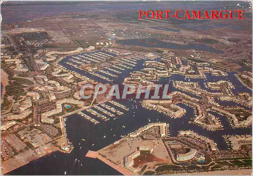 CPM Port Camargue (Gard) Vue aerienne generale de la Station Balneaire 1er Port de Plaisance d'Europ