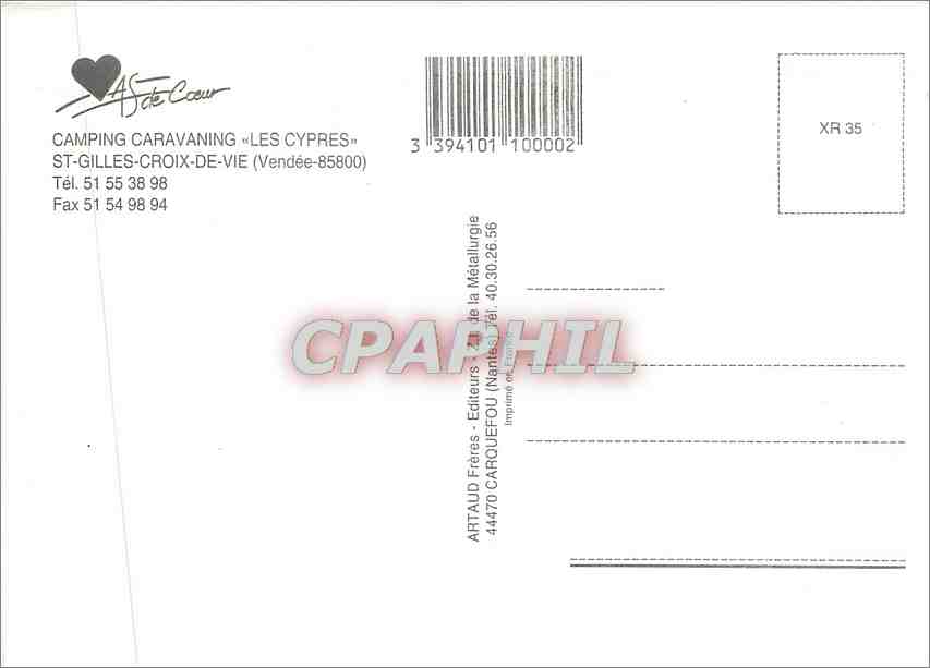 CPM Camping Caravaning les Cypres St Gilles Croix de Vie (Vendee) — Back