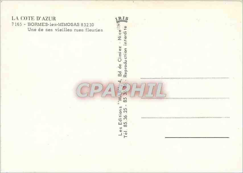 CPM Bormes les Mimosas (Var) Une de ses vieilles rues fleuries — Rückseite