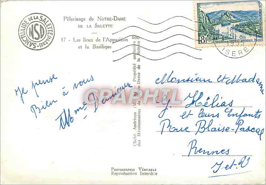 Basilique de la Salette — Pèlerinage de Notre-Dame de la Salette — Éditeur NSD — Verso