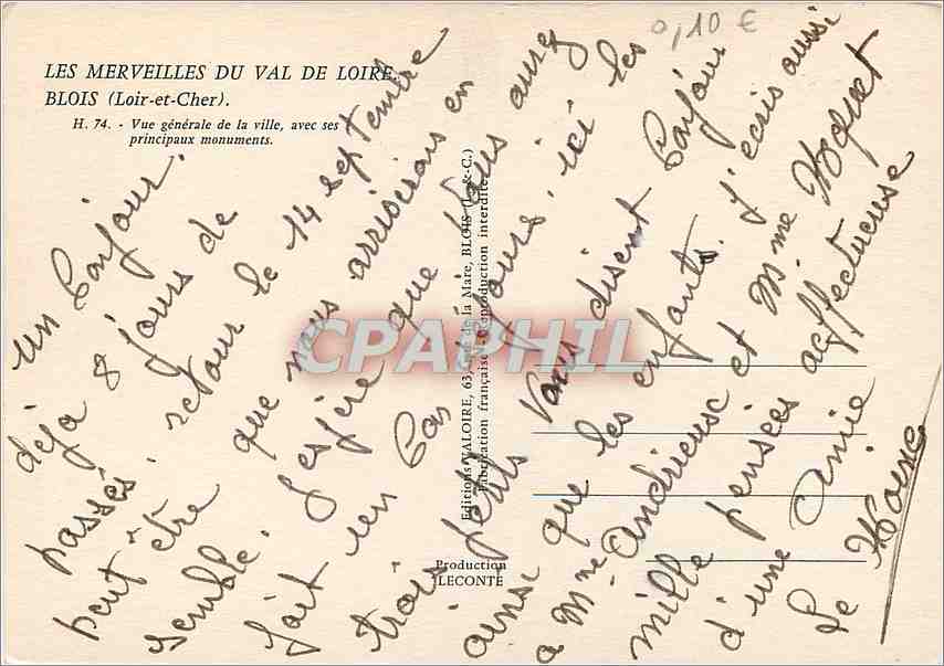 CPM Blois (Loir et Cher) Vue generale de la Ville avec ses principaux monuments — Verso