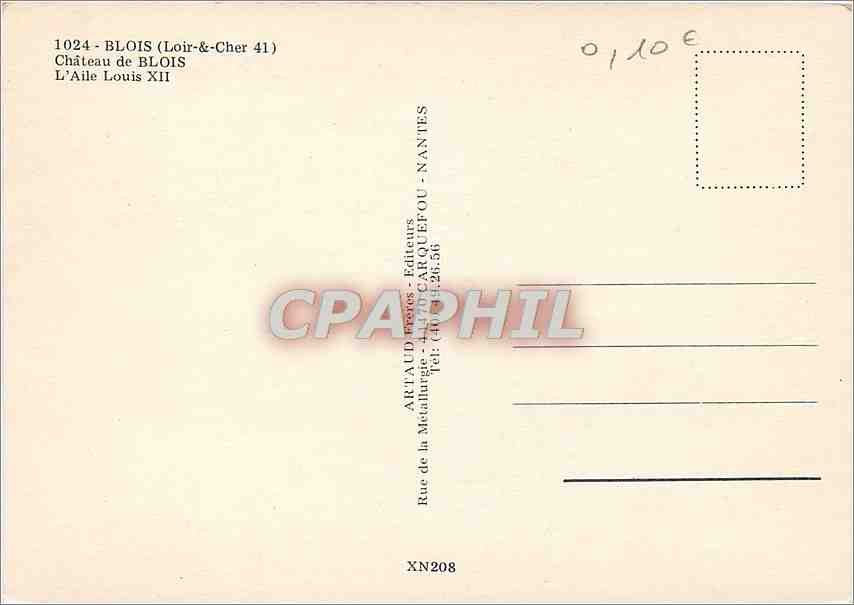 CPM Blois (Loir et Cher) Chateau L'Aile Louis II — Verso