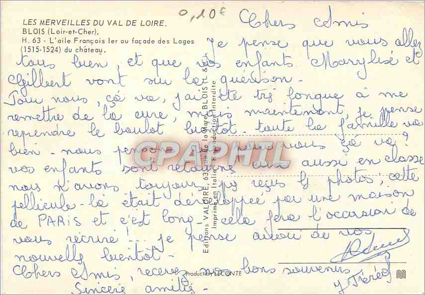 CPM Blois (Loir et Cher) L'Aile Francois Ier au facade des Loges du Chateau — Verso
