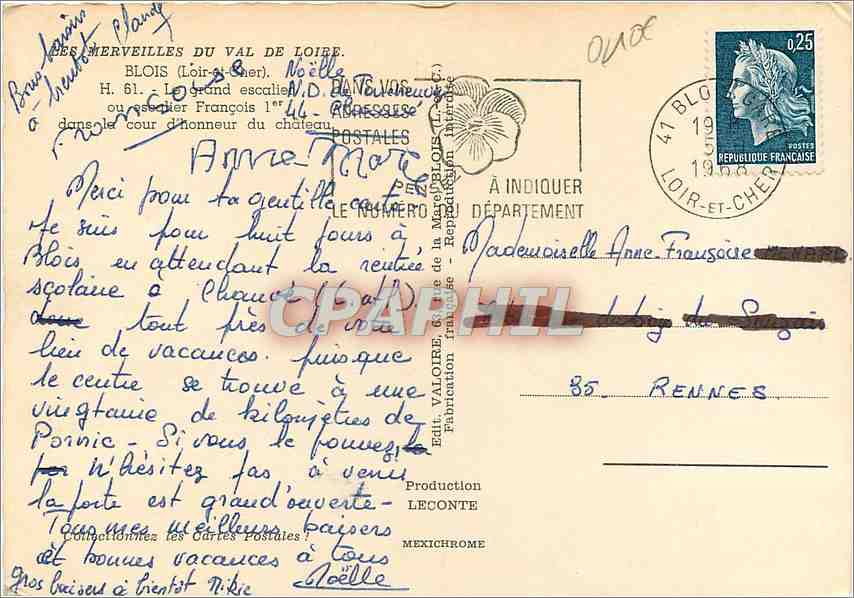 CPM Blois (Loir et Cher) Le grand Escalier — Verso
