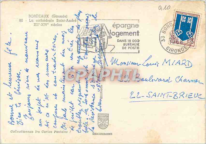 CPM Bordeaux La Cathedrale Saint Andre XIIe XIVe s — Verso