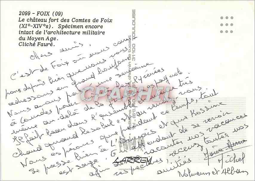 CPM Foix le chateau fort des Comtes de Foix (XI XIVe s) — Rückseite