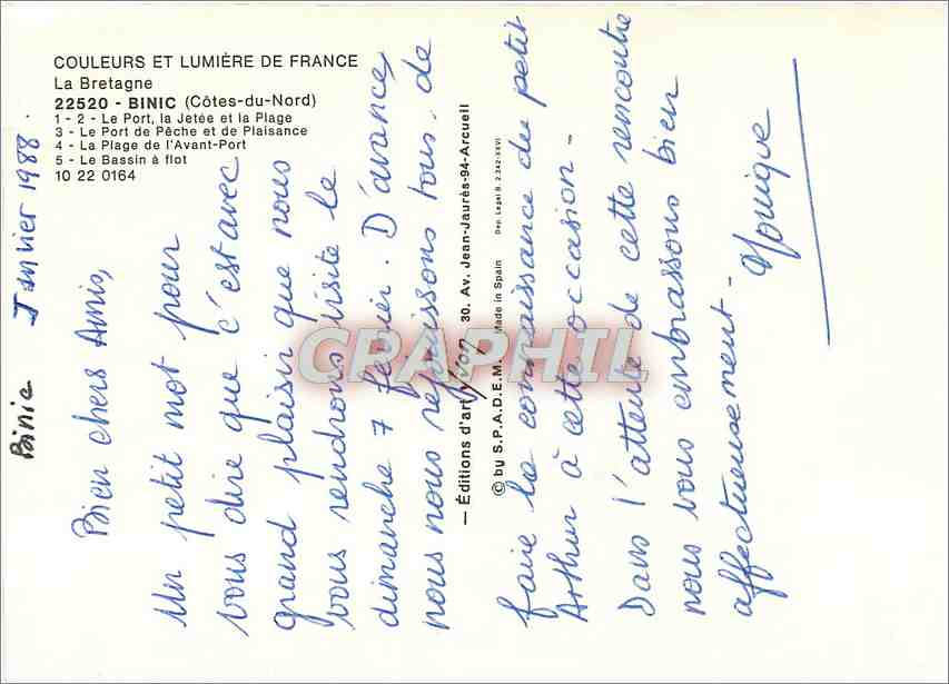 Biniac — Souvenir de Binic — Éditions d'art Jaurès-94-Arcueil — Rückseite