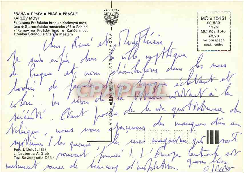 CPM Karluv Most Praha Panorama Prazskeho Hradu s Karlovym mostem — Rückseite