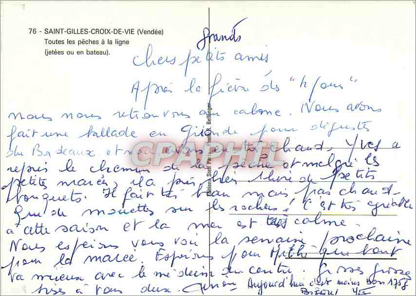 CPM Saint Gilles Croix de Vie Paradis des Pecheurs — Verso