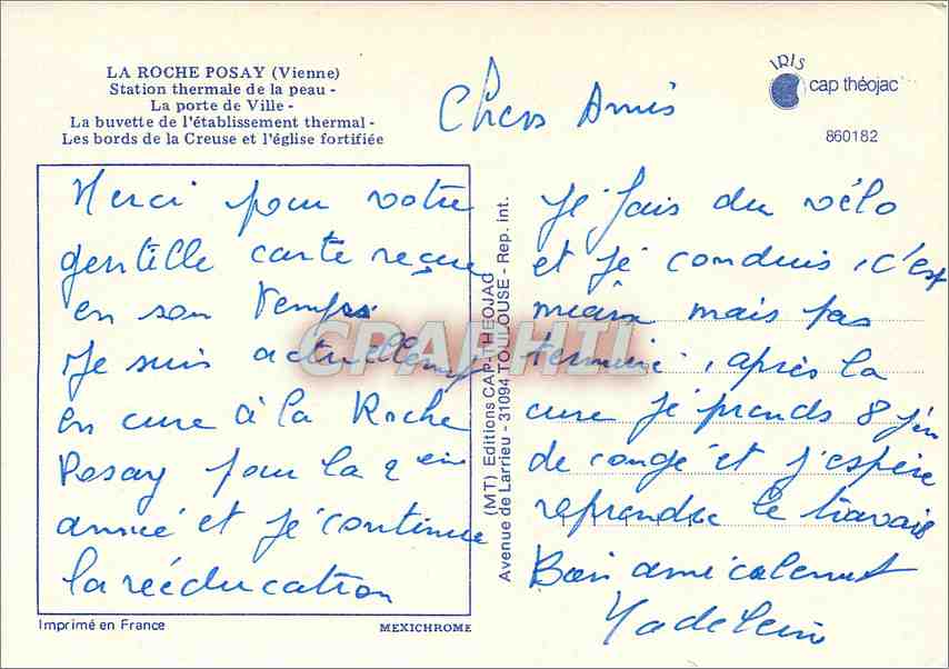 CPM La Roche Posay (Vienne) Station thermale de la peau la porte de Ville — Rückseite