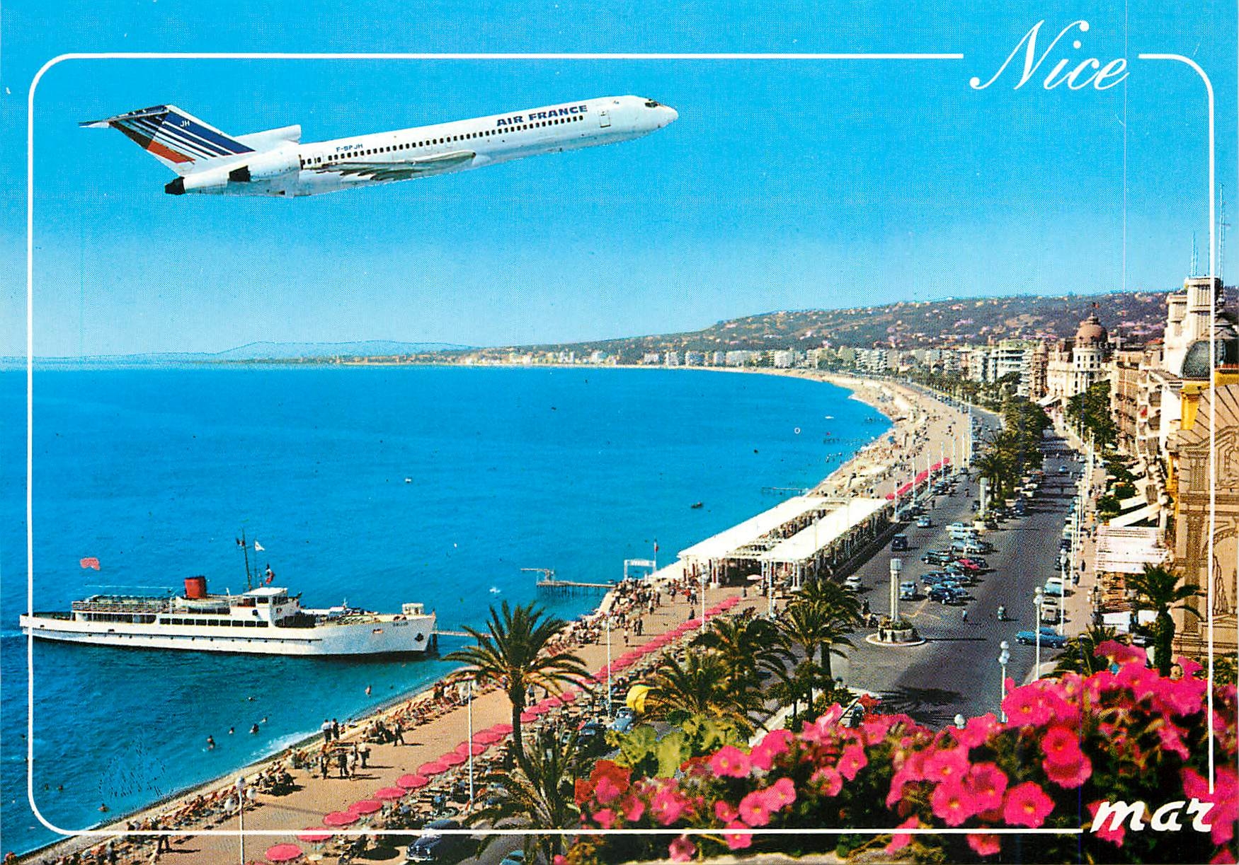 CPM La Cote D'Azur French Riviera Nice La Promenade des Anglais Avion Aviation
