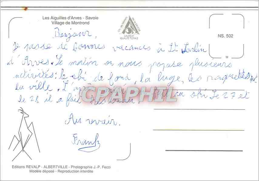 CPM Les Aiguilles d'Arves Savoie village de Montrond — Rückseite