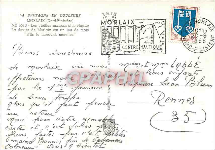 CPM Morlaix (NORD de Finistere) Les vieilles maisons et le viaduc la devise de Morlaix est un jeu de — Rückseite