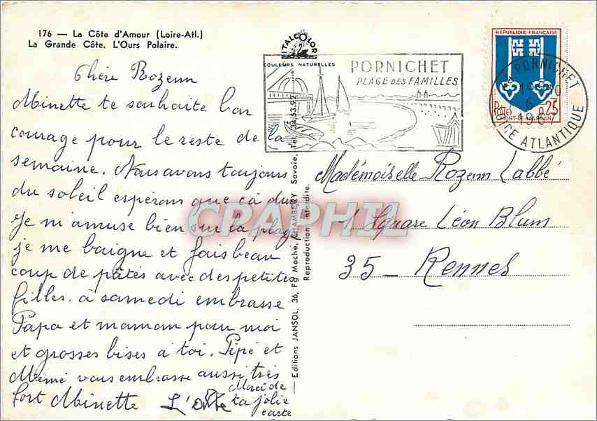 CPM La Cote d'Amour (Loire Atl) La Grande Cote L'Ours Polaire — Rückseite