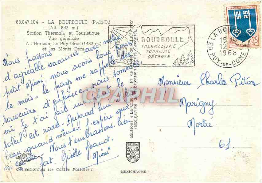 CPM La Bourboule (P de D) (Alt 852 m) Station Thermale et Touristique vue generale — Rückseite