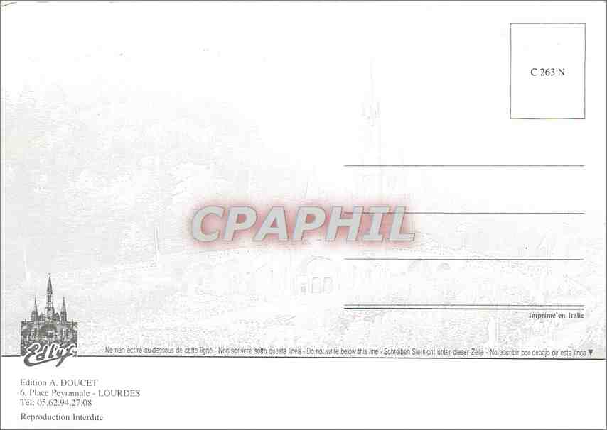 CPM Lourdes Souvenir — Verso