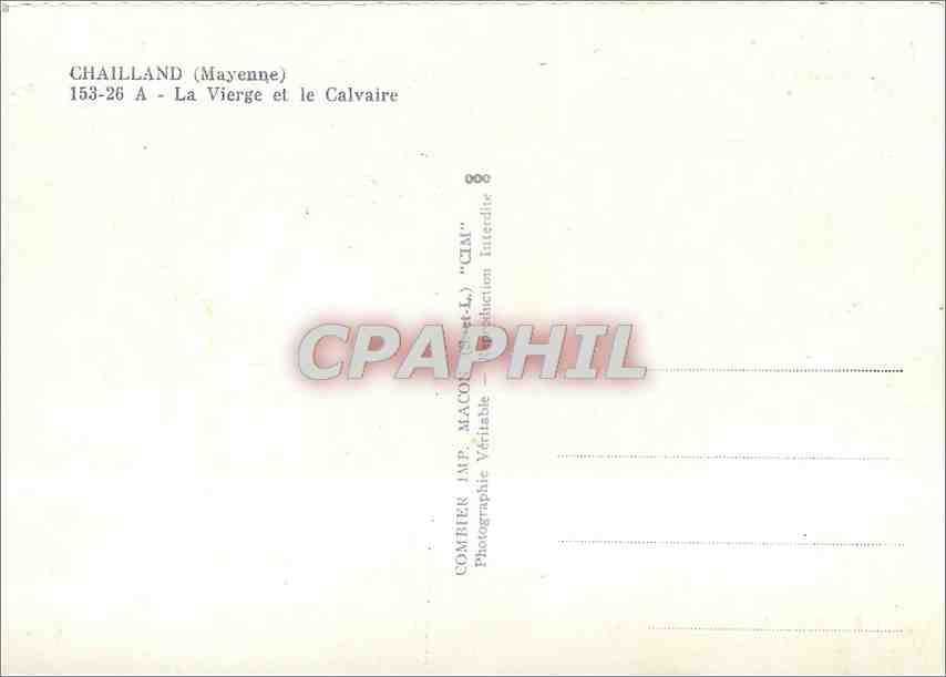 CPM Chailland (Mayenne) La Vierge et la Calvaire — Back
