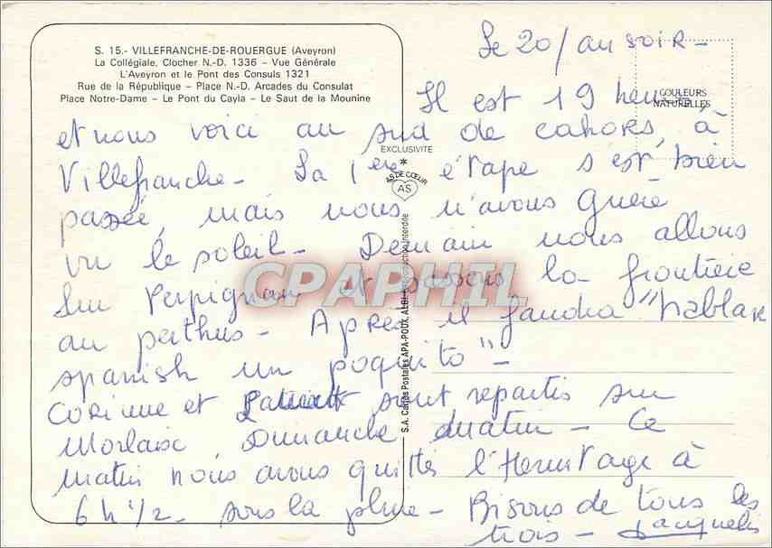 CPM Villefranche de Rouergue et ses environs — Rückseite