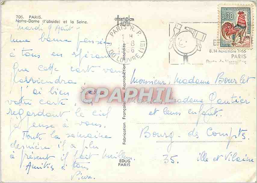 CPM Paris Notre Dame l'Abside et la Seine  — Verso