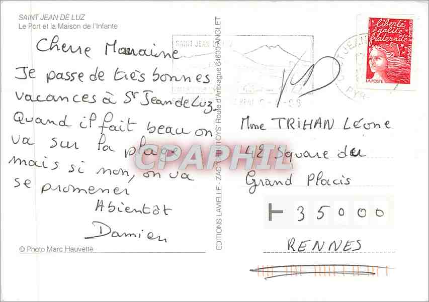 CPM Saint Jean de Luz  — Verso