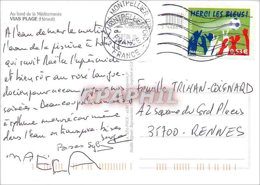 CPM Amities de Vias Plage Mediterranee  — Verso
