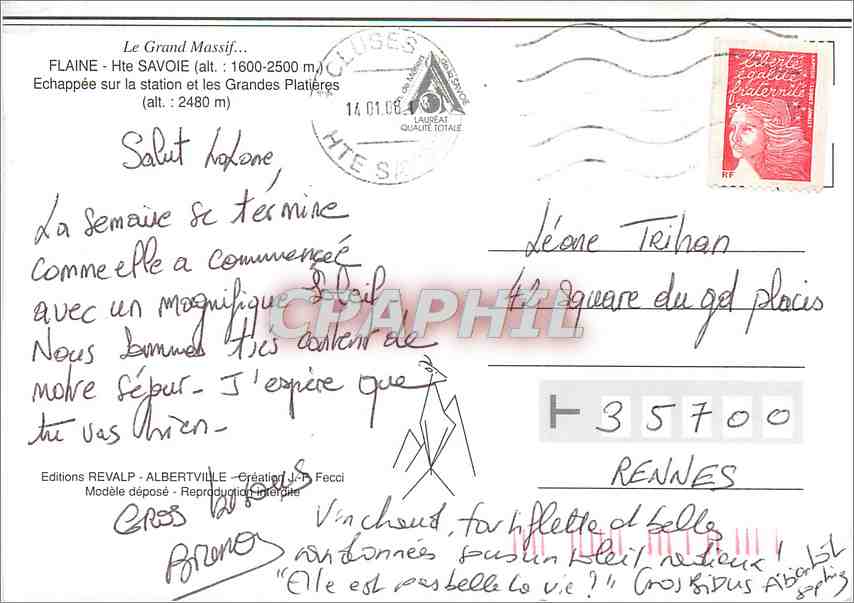 CPM Flaine Hte Savoie Echappee sur la Station et les Grandes Platieres  — Rückseite