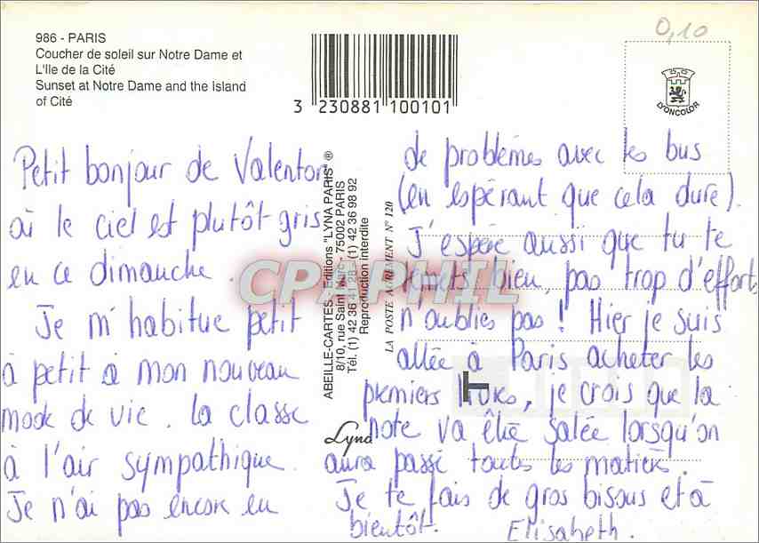 CPM Notre Dame Ile de la Cite  — Verso
