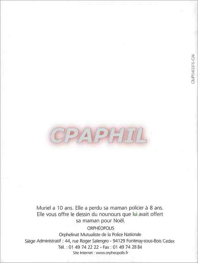 CPM Ensemble defendons le droit au bonheur de nos jeunes orphelins Orpheopolis — Rückseite