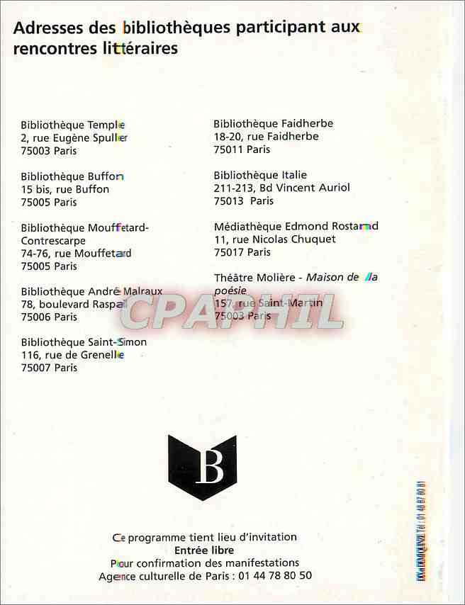CPM Le visage des mots Bibliotheque de Paris — Back