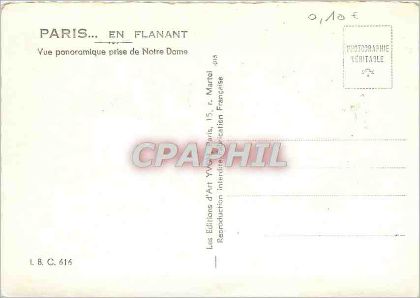 CPM Paris Vue panoramique prise de Notre Dame  — Rückseite