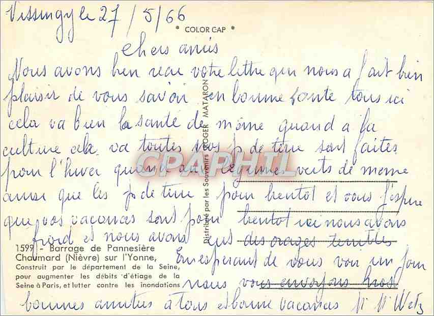 CPM Barrage de Pannesiere Chaumard Nievre sur l'Yonne  — Rückseite
