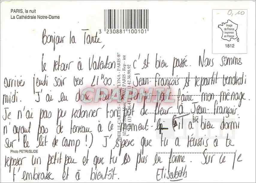 CPM Paris la nuit La Cathedrale Notre Dame  — Verso
