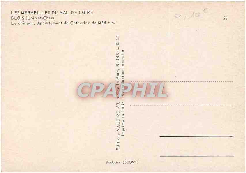 CPM Les Merveilles du Val de Loire Blois Loir et Cher Le Chateau  — Verso