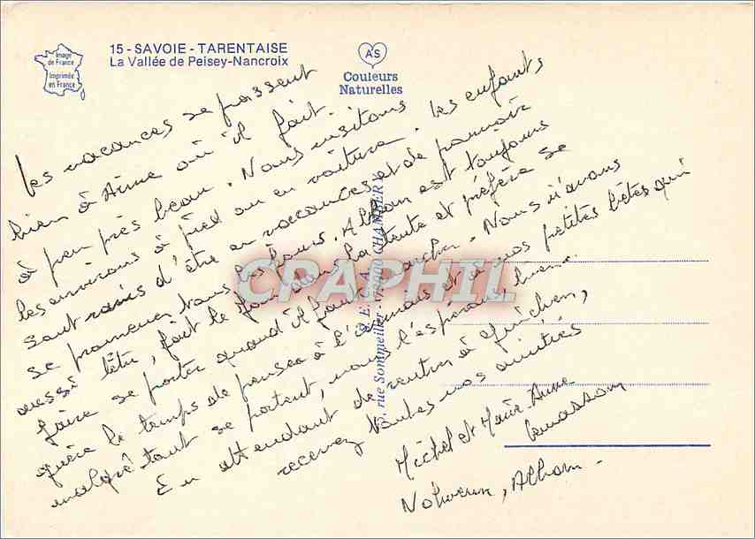 CPM Savoie Tarentaise La Vallee de Peisey Nancroix  — Rückseite