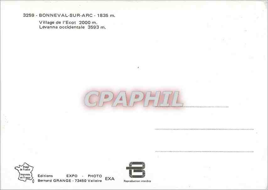 CPM Bonneval sur Arc Village de l'Ecot Levanna occidentale  — Rückseite