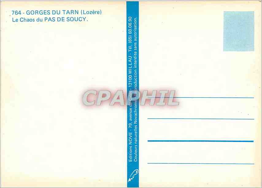 CPM Gorges du Tarn Lozere Le Chaos du Pas de Soucy  — Verso