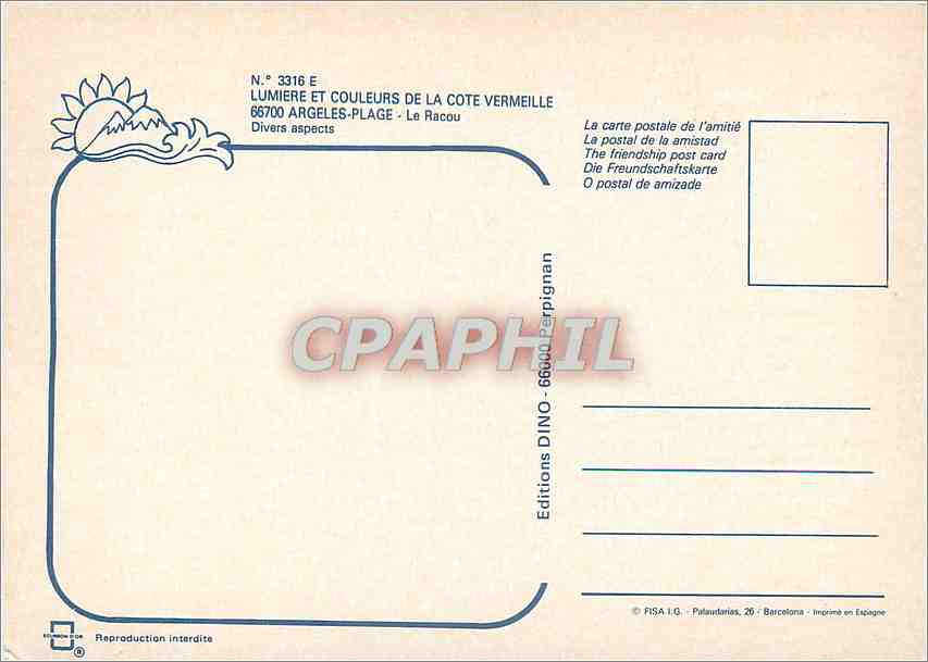 CPM Argeles Plage Train — Rückseite