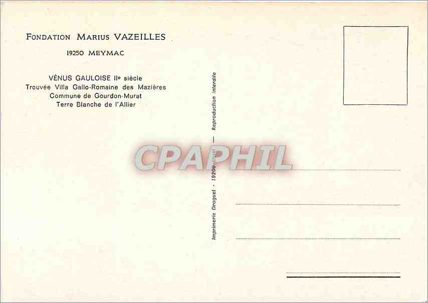 CPM Fondation Marius Vazeilles Meymac Venus Gauloise  — Rückseite