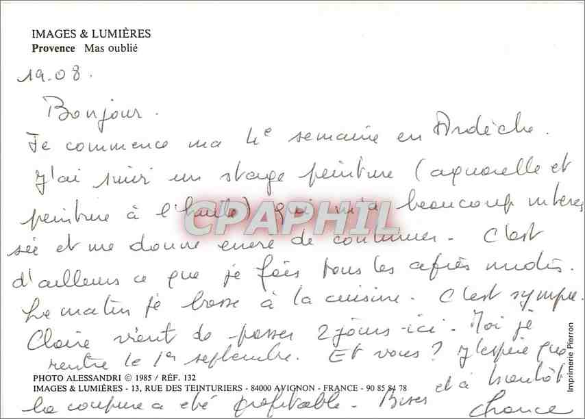 CPM Provence Mas oublie  — Rückseite