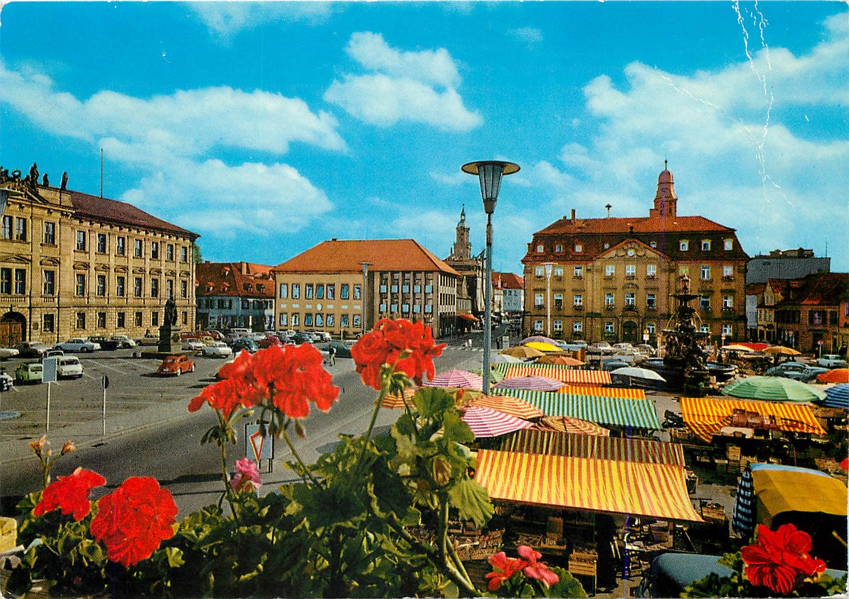 CPM Erlangen Marktplatz mit Schloss und Rathaus 