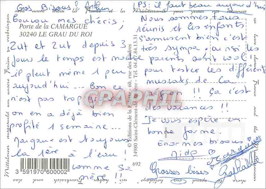 CPM Porte de la Camargue Le Grau du Roi  — Verso