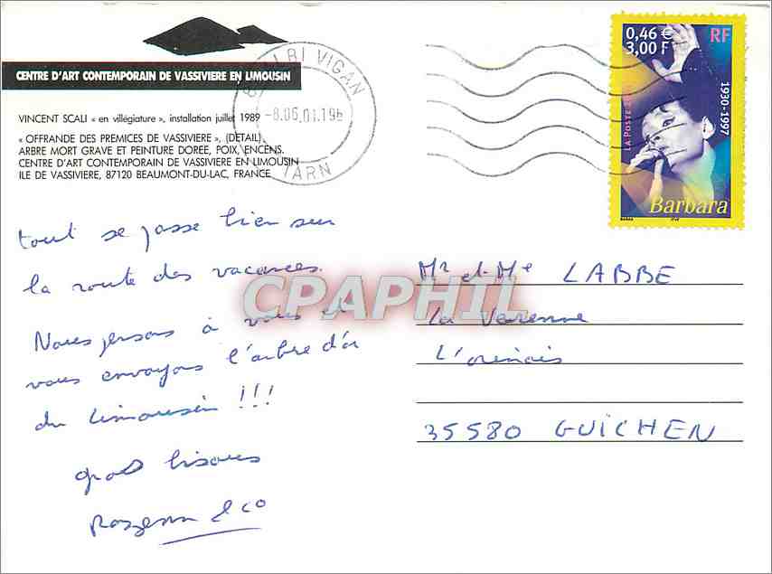 CPM Offrande des Premices de Vassiviere  — Rückseite